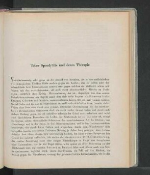 Ueber Spondylitis und deren Therapie.