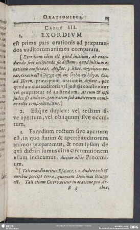 Caput III. [De Exordio]