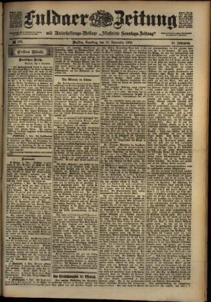Erste Ausgabe vom Samstag, den 10. November 1900.