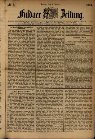 Ausgabe vom Freitag, den 04. Januar 1884.