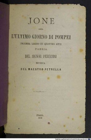 Jone ossia l'ultimo giorno di Pompei