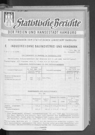 Die Industrie in Hamburg im September 1969 : Lfd. Nr. 26