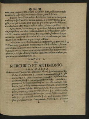 Caput V. De Mercurio Et Antimonio.