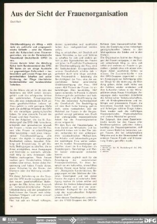Aus der Sicht der Frauenorganisation : Design – Designerin