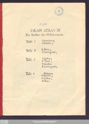 Islam Atlas VI [Tafeln 1-4]