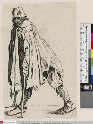 [Der Bettler mit den Krücken; Le Mendiant aux béquilles coiffé d'un bonnet]