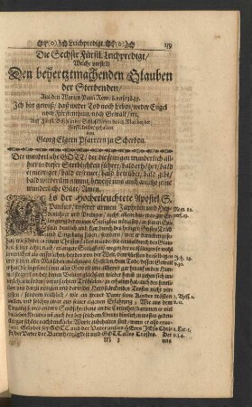 Die Sechste Fürstl. Leichpredigt