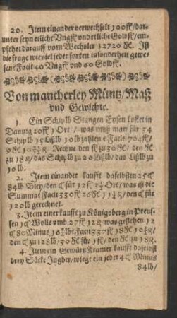 Von mancherley Müntz/ Maß und Gewichte.