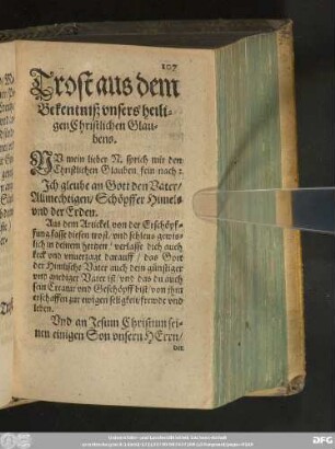 Trost aus dem Bekentniß unsers heiligen Christlichen Glaubens.