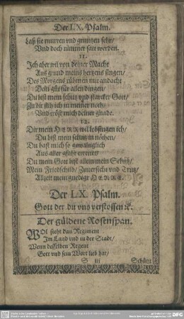 Der LX. Psalm. Gott der du uns verstossen [et]c.