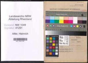 Entnazifizierung Heinrich Alfer , geb. 06.07.1906 (Drogist)