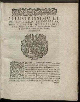 Illustrissimo ... Dn. Ludovico Seniori, Hessiae Landgravio ...