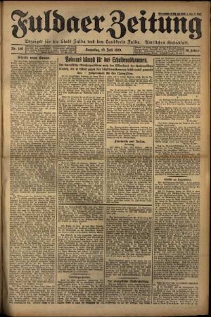Erste Ausgabe vom Samstag, den 13. Juli 1929.