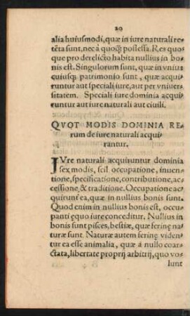 Quot Modis Dominia Rerum de iure naturali acquirantur.