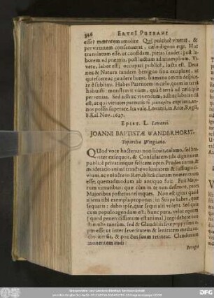 Epist. L. Lovanii. Ioanni Baptistae Wanderhorst, Toparchae Wingiano.