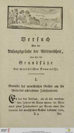 I. Gemaelde des menschlichen Geistes um die Mitte des achtzehnten Jahrhunderts