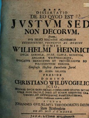 Diss. de eo quod est iustum, sed non decorum