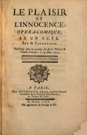 Le plaisir et l'innocence : opéra-comique en un acte