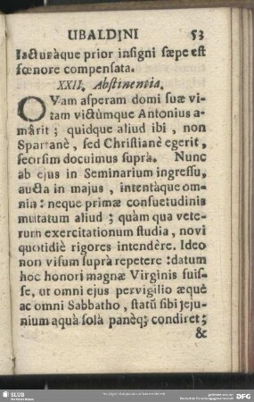 XXII. Abstinentia