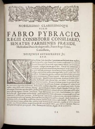 Nobilissimo Clarissimoque Viro Fabro Pybracio [...]