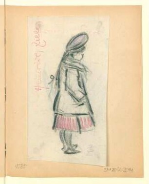 Mädchen mit violetter Mütze, verlorenes Profil