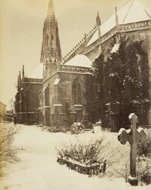 Studien an der gotischen Peterskirche in Heidelberg: Peterskirche im Schnee