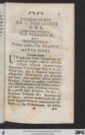 Libellus Primus. Considerationes Viae Purgativae, pro Incipientibus.