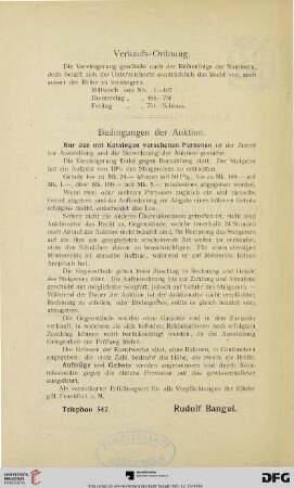 Verkaufs-Ordnung / Bedingungen der Auktion