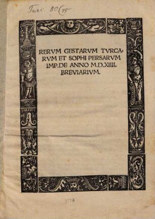 Rervm Gestarvm Tvrcarvm Et Sophi Persarvm Imp. De Anno M.D.XIIII. Breviarivm