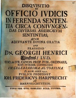 Disquisitio de officio iudicis in ferenda sententia circa coniungendas diversas assessorum sententias