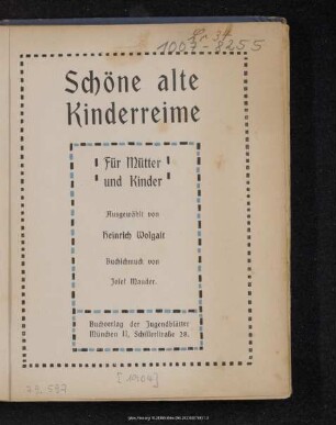 Schöne alte Kinderreime : für Mütter und Kinder