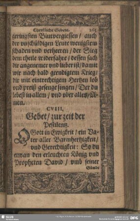 CVIII. Gebet, zur zeit der Pestilentz