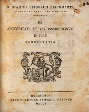 De auctoritate et usu inscriptionum in iure commentatio