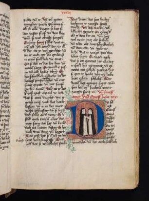 Historisierte Initiale: Anna und Lucia, stehend und betend