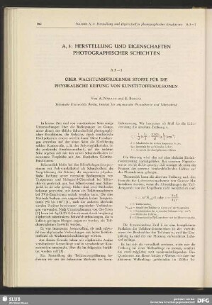 A 3, Herstellung und Eigenschaften photographischer Schichten