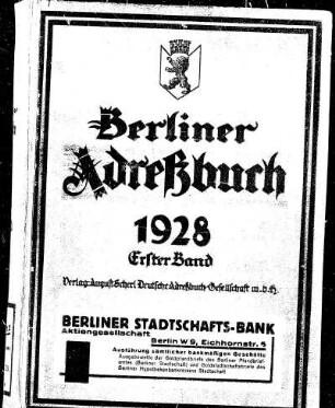 Berliner Adreßbuch 1928 Erster Band