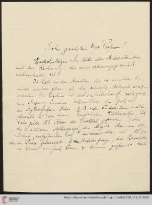 Brief von Fritz Saxl an Franz Boll