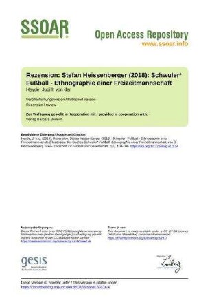 Rezension: Stefan Heissenberger (2018): Schwuler* Fußball - Ethnographie einer Freizeitmannschaft