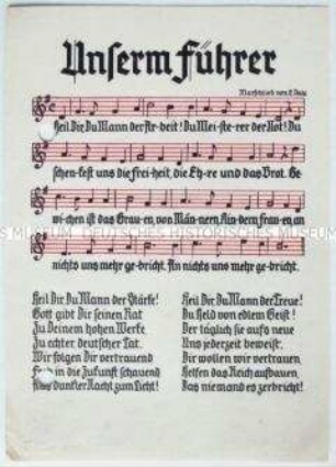 Text-Noten-Blatt eines NS-Kampfliedes