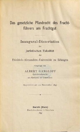 Das gesetzliche Pfandrecht des Frachtführers am Frachtgut