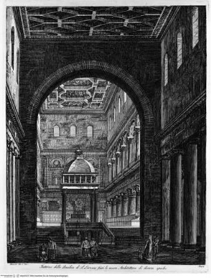 I monumenti più interessanti di Roma ..., Tafel 42: Interno della Basilica di S. Lorenzo fuori le mura, Architettura di diverse epoche