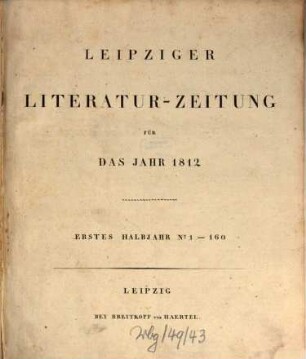 Leipziger Literaturzeitung. 1812,1, 1812,1
