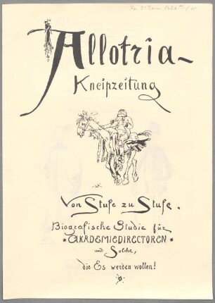 Allotria : Kneipzeitung. [15]. [ca. 1900]