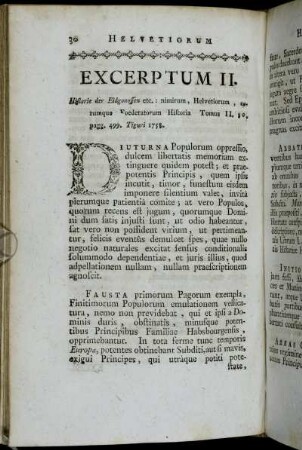 Excerptum II. Helvetiorum Historia.