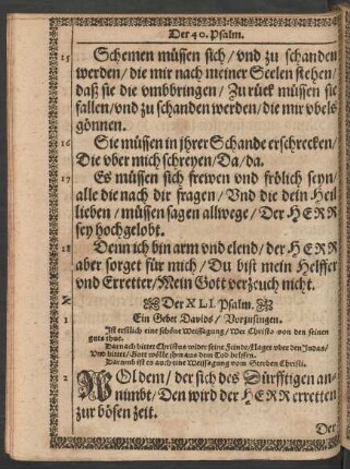 Der XLI. PSalm - Der L. Psalm