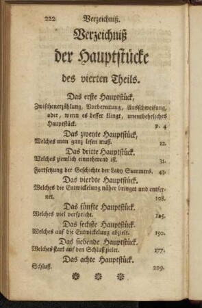 Verzeichniß der Hauptstücke des vierten Theils.