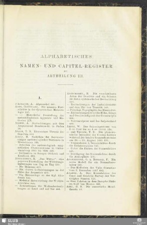 Alphabetisches Namen- und Capitel-Register zu Abtheilung III