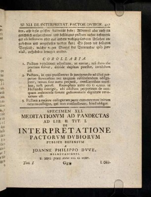 417-427, 41. De Interpretatione pactorum dubiorum