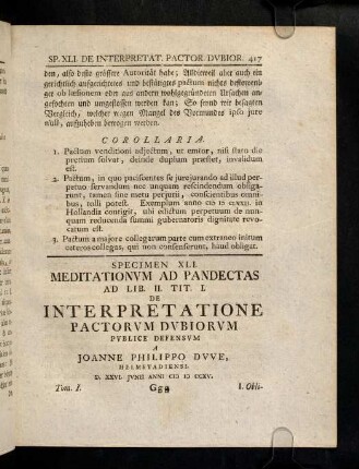 417-427, 41. De Interpretatione pactorum dubiorum
