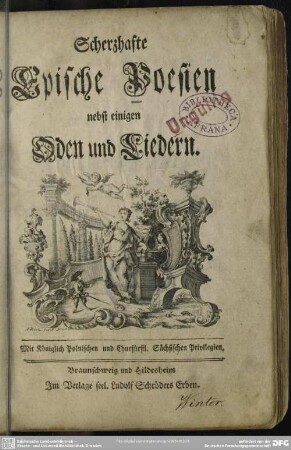 Scherzhafte epische Poesien nebst einigen Oden und Liedern